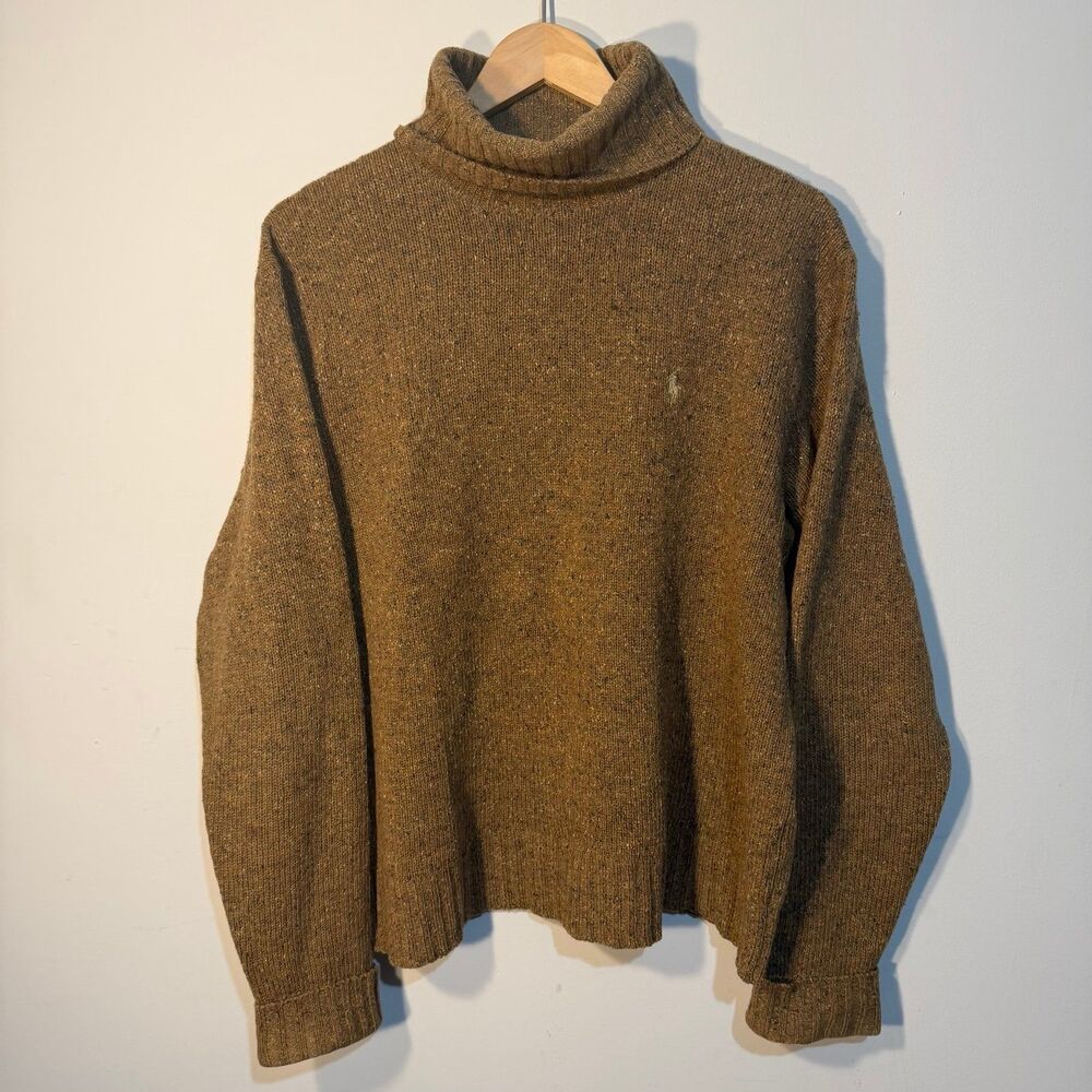 RALPH By Ralph Lauren Blue Label wool silk blend women’s L sweater, tan, as is